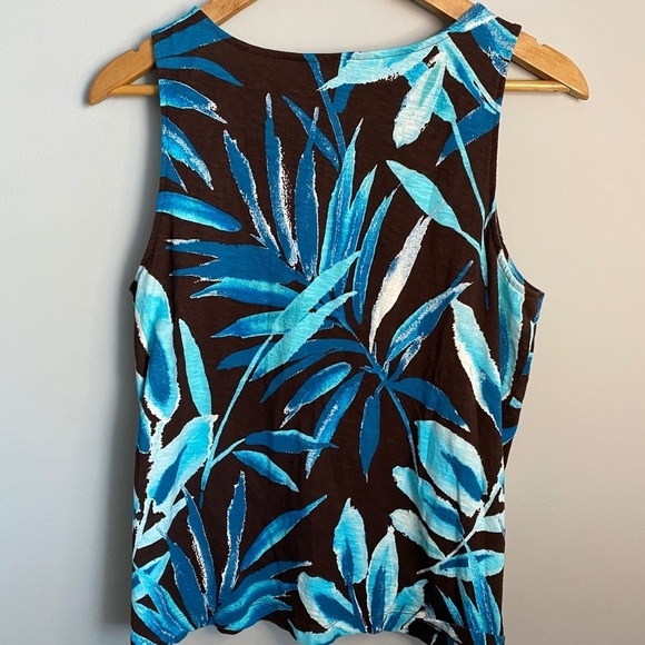 Tommy Bahama Women's Brown/Blue Tropical Print Tank Top Size X-large - Picture 3 of 9